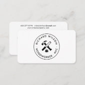 Modern black and white professional carpenter logo business card (Front/Back)