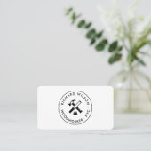 Modern black and white professional carpenter logo business card (Standing Front)