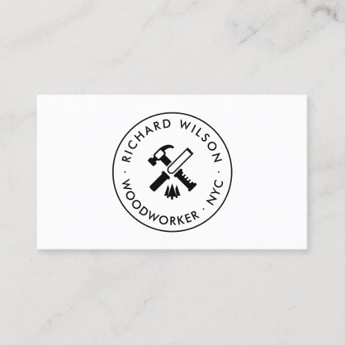 Modern black and white professional carpenter logo business card