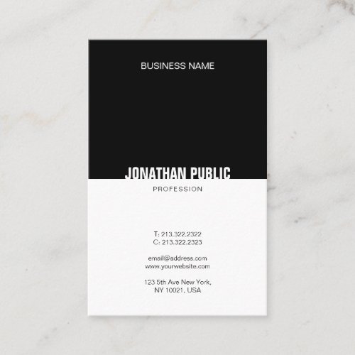 Modern Black And White Professional Plain Elegant Business Card