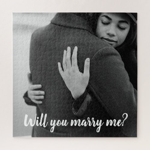 Modern black and white proposal weddings cute jigsaw puzzle