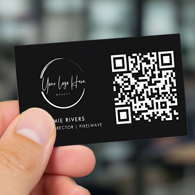 Modern Black and White QR Code Business Card | Zazzle