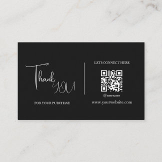 Modern Black and White QR Code Thank You Card