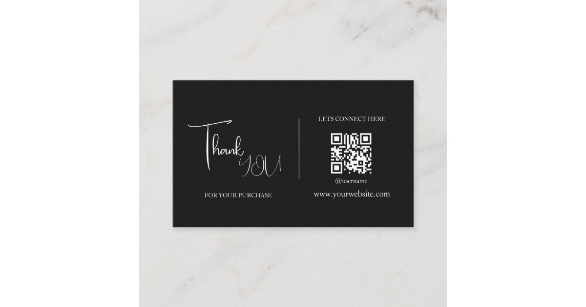 Modern Black and White QR Code Thank You Card | Zazzle
