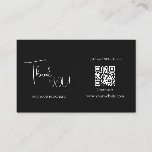Modern Black and White QR Code Thank You Card | Zazzle