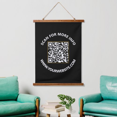 Modern Black and White QR Code Web Custom Text Hanging Tapestry