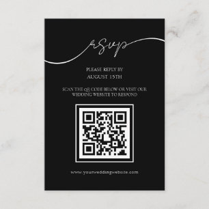 Modern Black and White QR Code Wedding RSVP Card