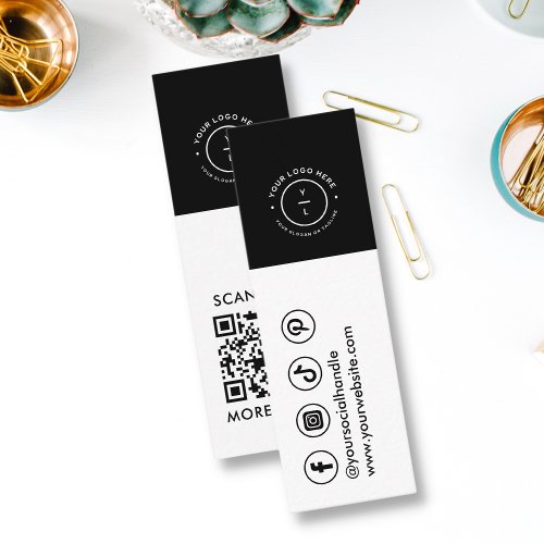 Modern Black and White QR Social Media Event Logo Mini Business Card