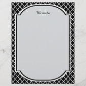 Modern Black and White Quatrefoil Monogrammed Name (Front)
