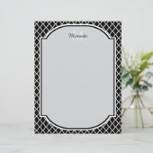 Modern Black and White Quatrefoil Monogrammed Name (Standing Front)