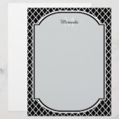 Modern Black and White Quatrefoil Monogrammed Name (Front/Back)