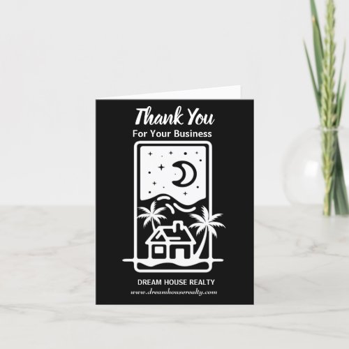 Modern Black And White Real Estate Agent   Thank You Card