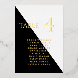 Modern Black and White Real Foil Table Card