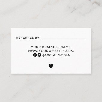 Modern Black and White Refer A Friend Card | Zazzle