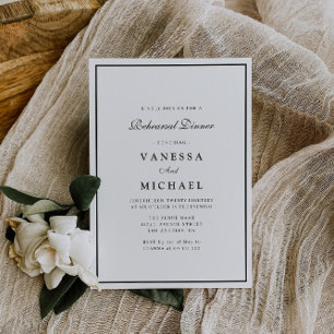 modern black and white rehearsal dinner invitation