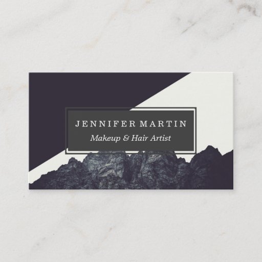 Customizable Modern Black and White Rocky Mountain Art Business Card