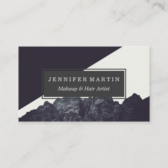 Modern Black and White Rocky Mountain Art Business Card (Front)