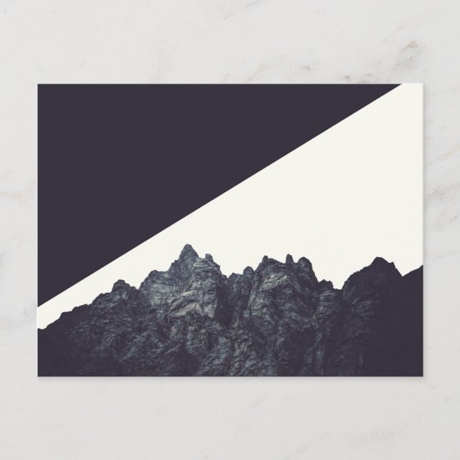 Modern Black and White Rocky Mountain Art Postcard (Front)