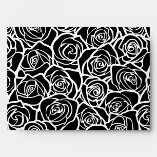 Modern Black and White Roses Chic Floral Pattern  Envelope