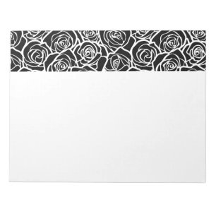 Modern Black and White Roses Chic Floral Pattern Notepad
