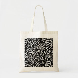 Modern Black and White Roses Chic Floral Pattern  Tote Bag