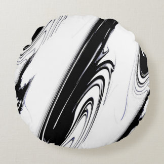 Modern Black and White Round Pillow