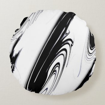Modern Black And White Round Pillow by kahmier at Zazzle