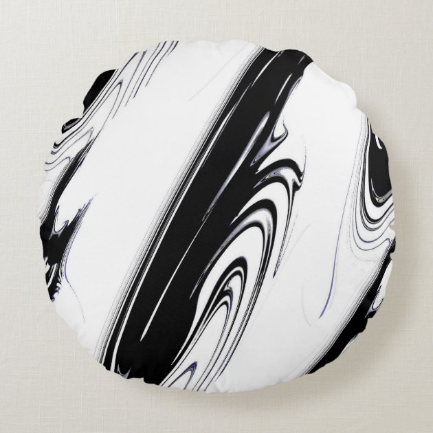 Modern Black and White Round Pillow Zazzle