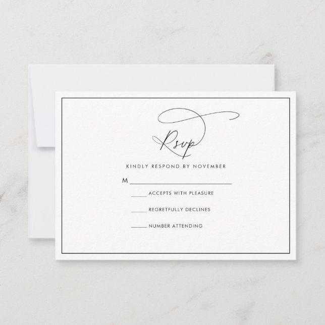 Modern Black and White RSVP Card (Front)