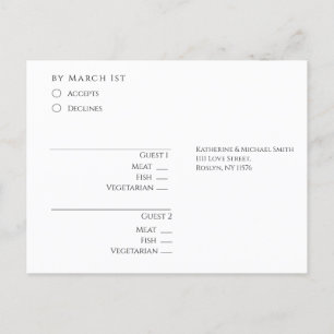 Modern Black and White RSVP Wedding Postcard