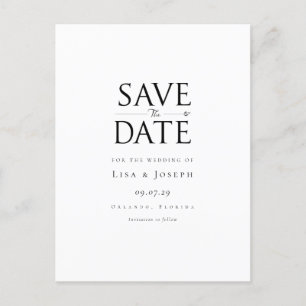 Modern Black and White Save the Date Announcement Postcard