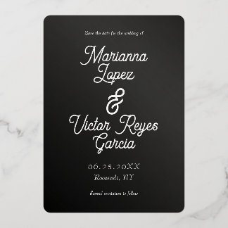 Modern Black and White Save the Date Foil Invitation