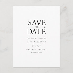 Modern Black and White  Save the Date Postcard
