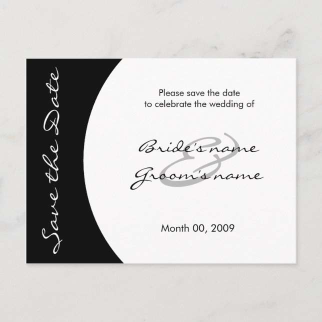 Modern Black and White Save the Date Postcards (Front)
