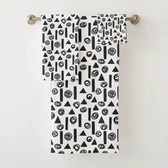 Modern Black and White Scandi Geometric Shapes Bath Towel Set Zazzle