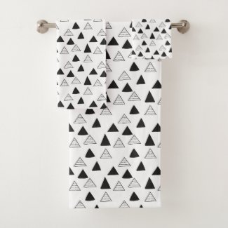Modern Black and White Scandi Geometric Triangle 