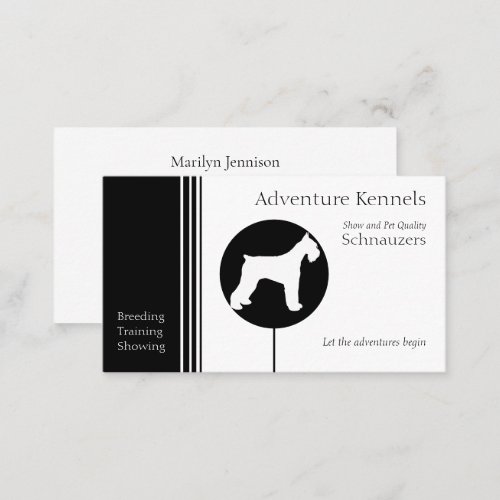 Modern Black and White Schnauzer Silhouette Business Card