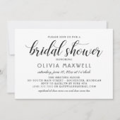 Modern Black and White Script Bridal Shower Invitation (Front)