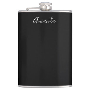 Modern Black and white script chic Flask