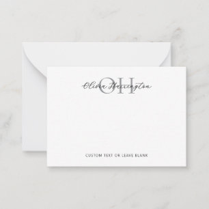 Modern Black and White Script Classic Typography Note Card