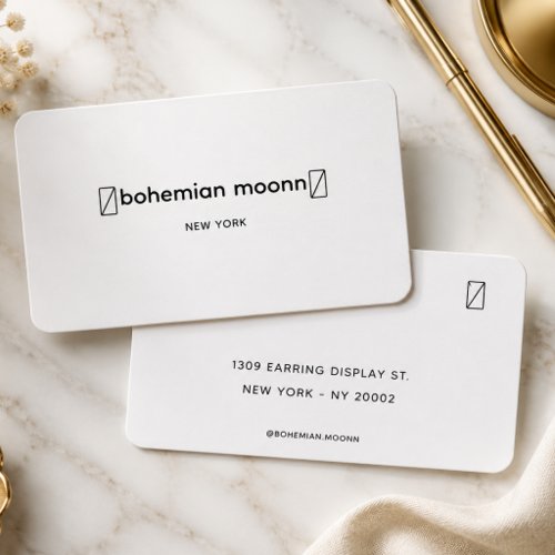 Modern black and white script earring display card