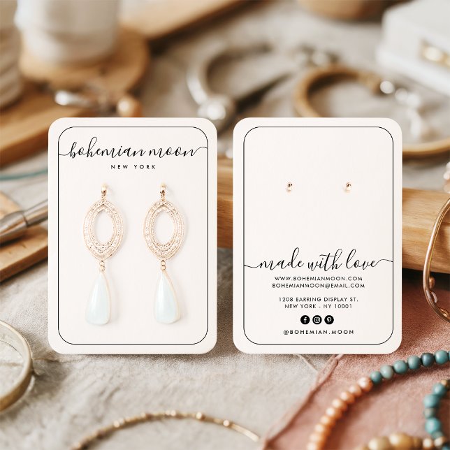 Modern black and white script jewelry display card (Modern black and white script jewelry display card)