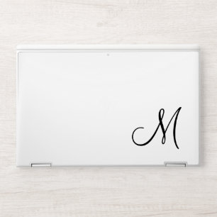 Modern Black and White Script Monogram HP Laptop Skin