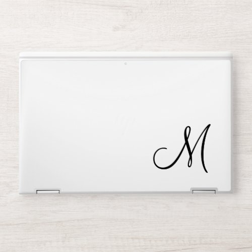 Modern Black and White Script Monogram HP Laptop Skin