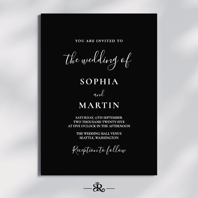 Modern Black and White Script Photo Wedding  Invitation (Creator Uploaded)