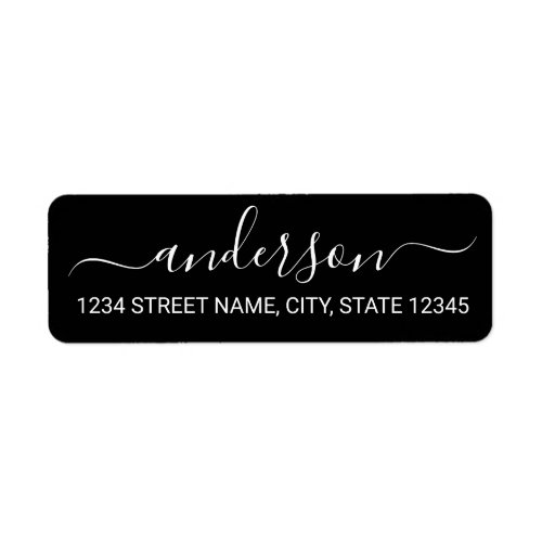 Modern Black and White Script Return Address Label