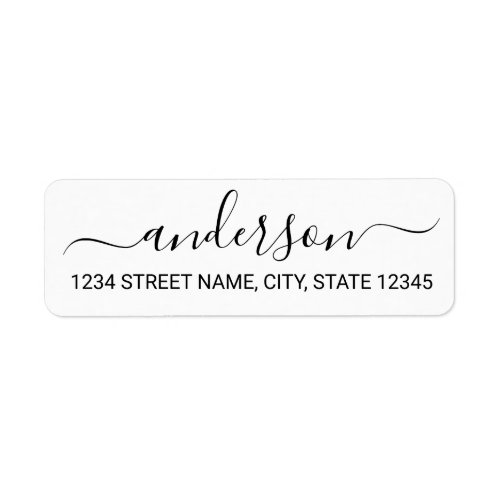 Modern Black and White Script Return Address Label