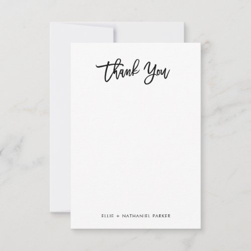 Modern Black and White Script Thank You Card