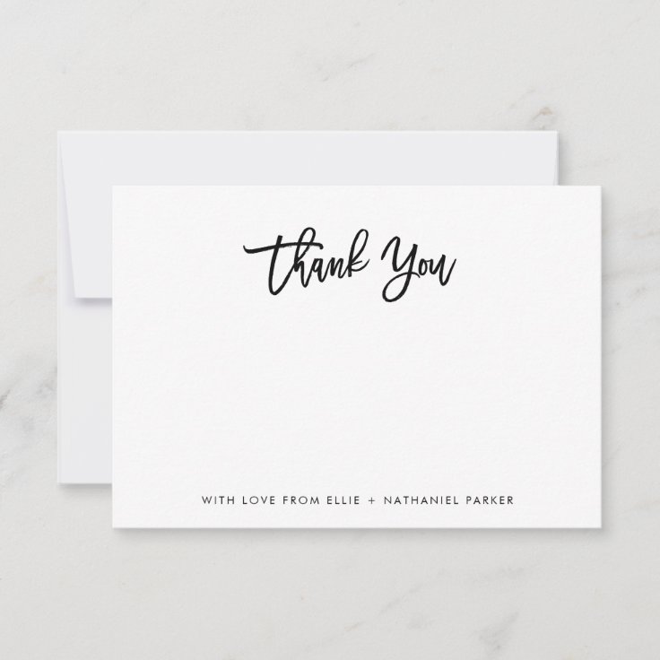 Modern Black and White Script Thank You Card | Zazzle