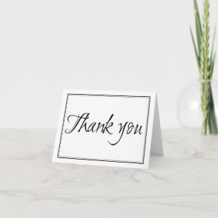 Modern Black and White Script Thank You Note Card
